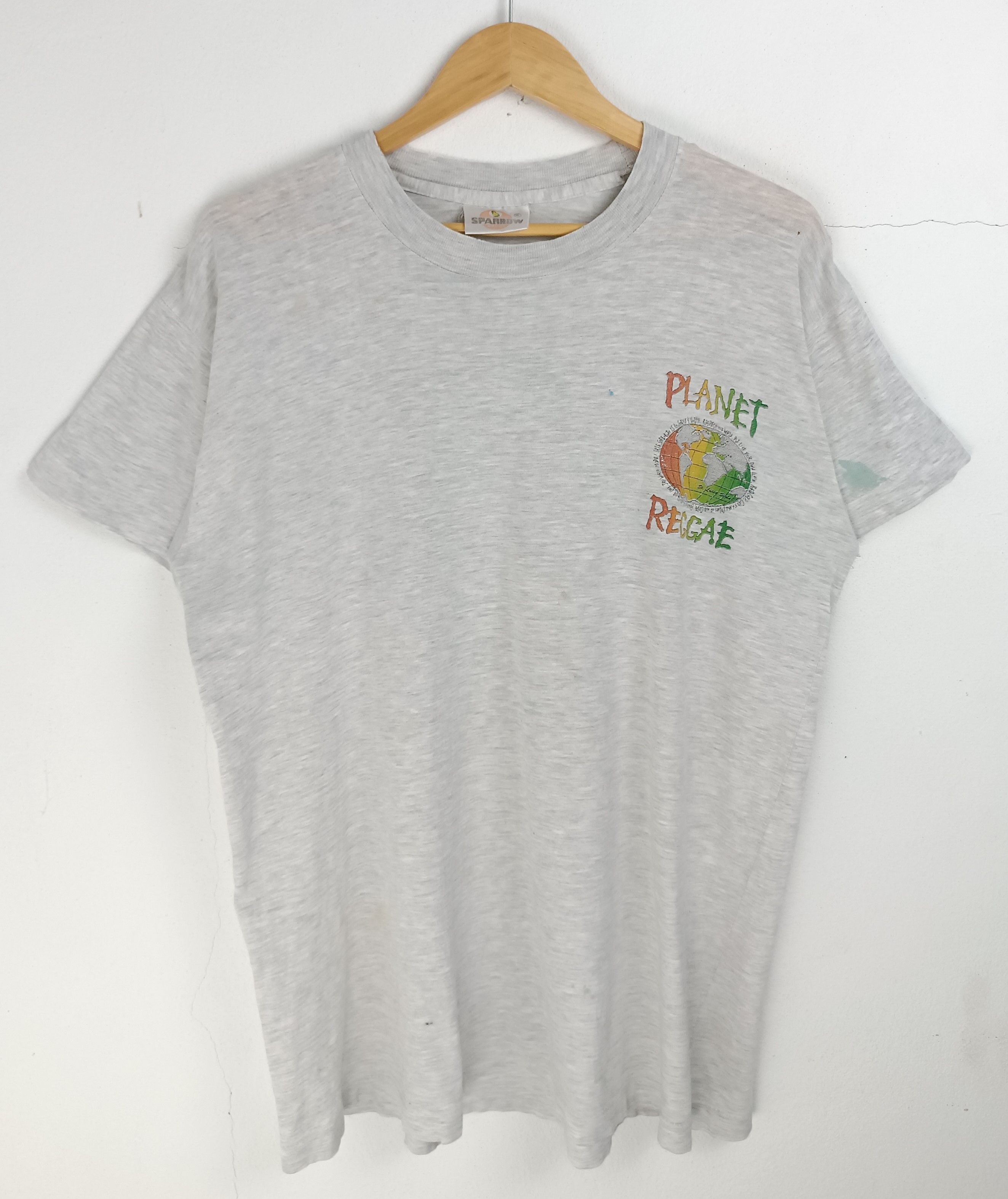 Rap Tees THRASHED FADED VINTAGE 90'S PLANET REGGAE GLOBE MARLEY 420 Size US L / EU 52-54 / 3 - 4 Thumbnail
