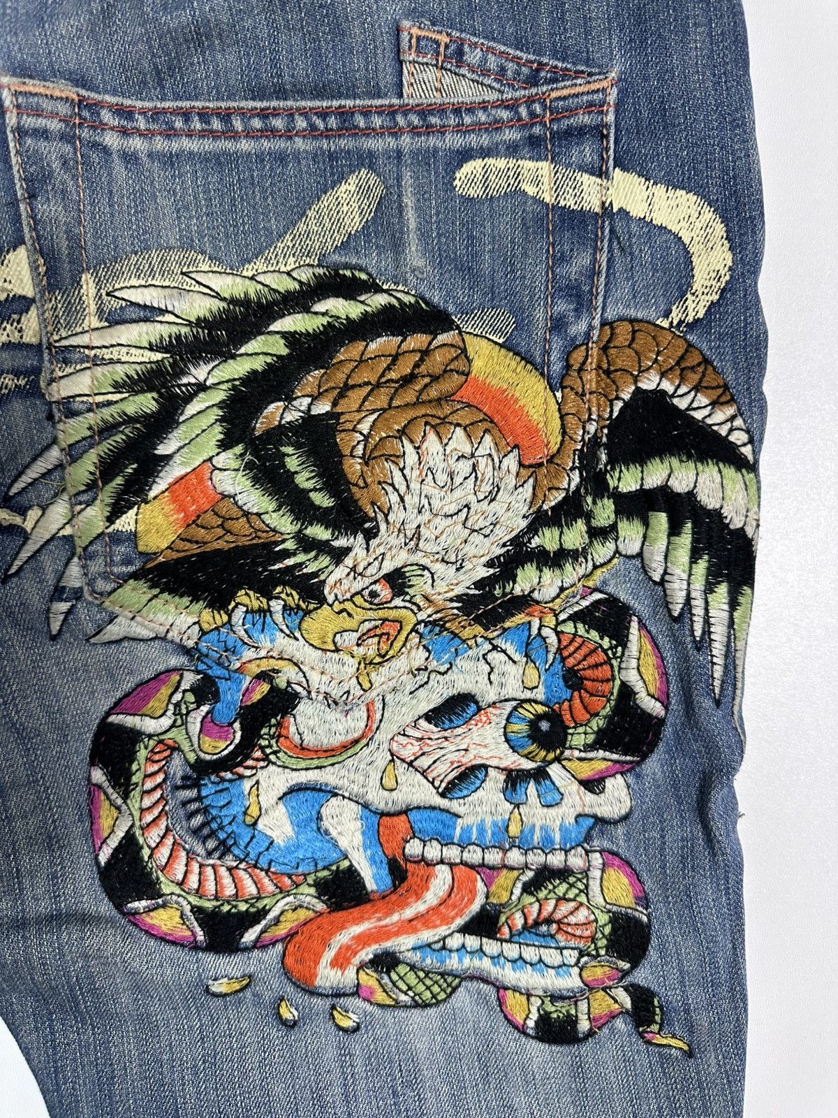 Christian Audigier × Ed Hardy × Vintage Vintage Ed Hardy Embroidered Jeans Size US 32 / EU 48 - 2 Thumbnail