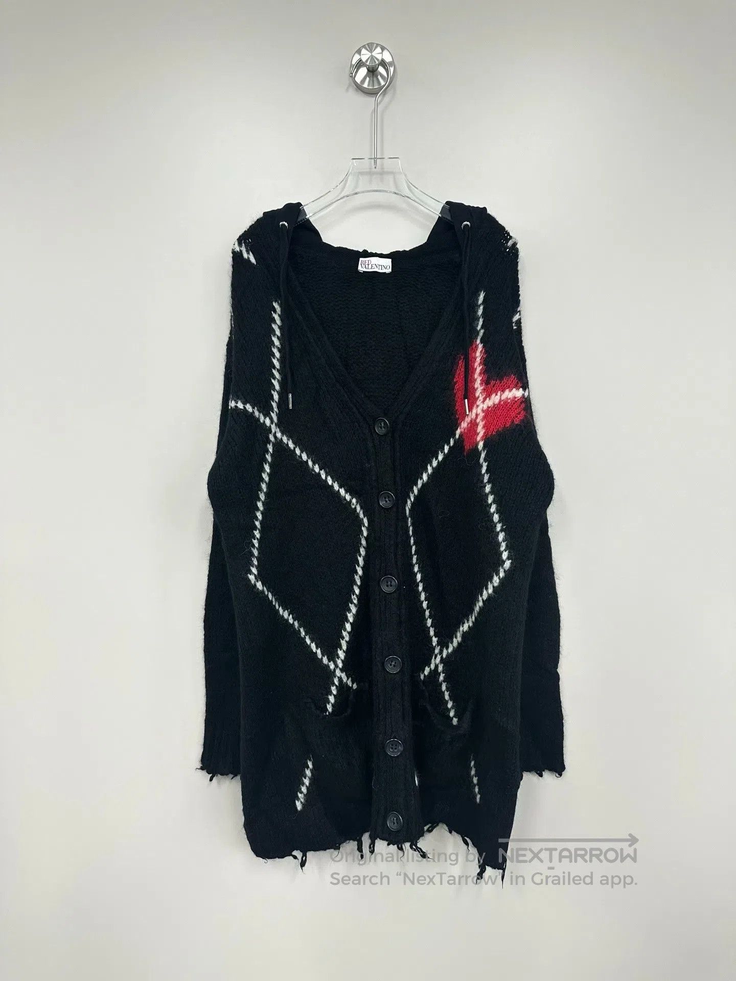 Valentino Valentino Black Heart Knit Hooded Cardigan Jacket| Size US S / EU 44-46 / 1 - 1 Thumbnail