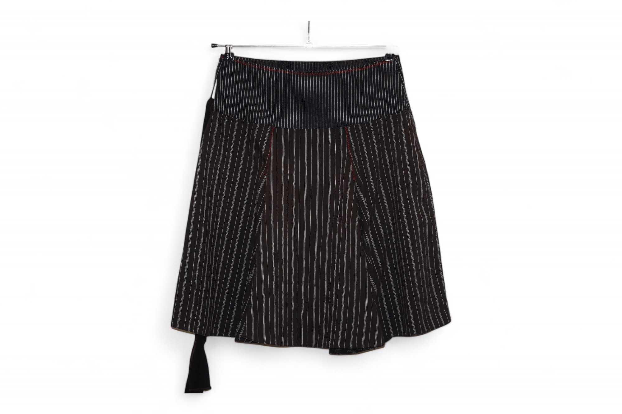 Vintage Vtg Double Jeu Lemon 05 Silver Stripes Pleated Skirt Size 30" / US 8 / IT 44 - 3 Thumbnail