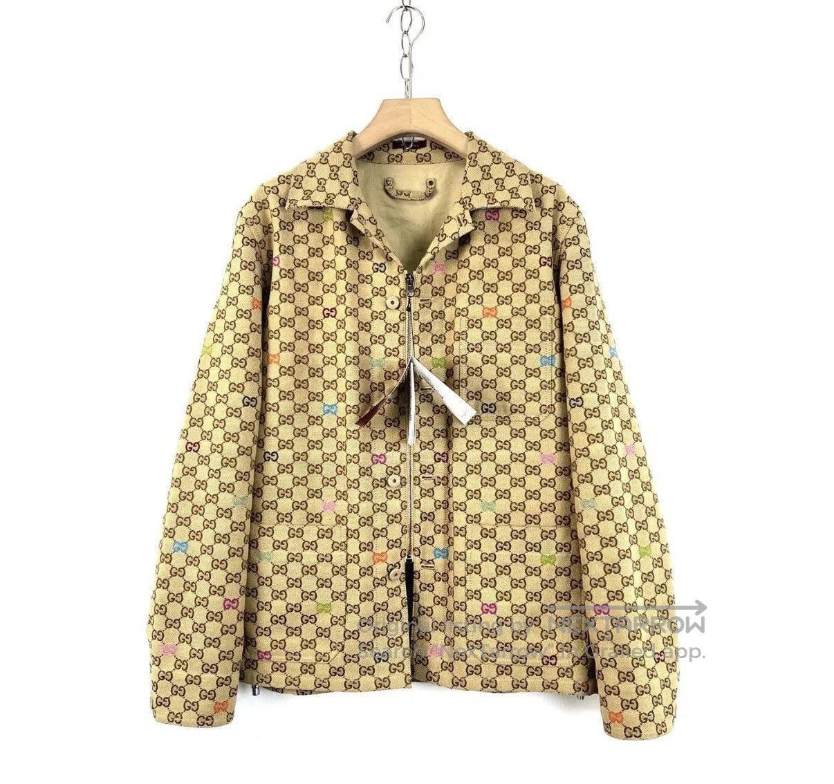 Gucci Beige Patterned Zip-Front Jacket - Size S. Size US S / EU 44-46 / 1 - 1 Thumbnail