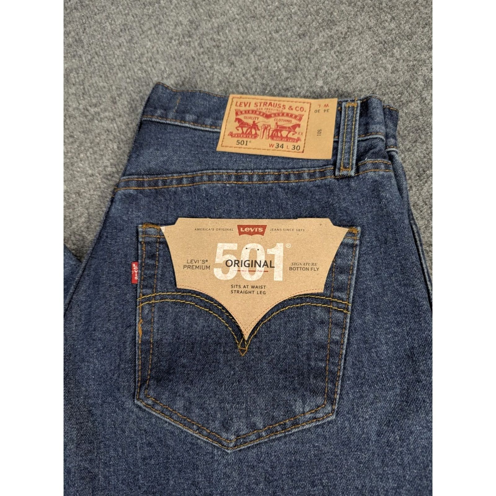 Levi's VINTAGE? No. Original Levis 501 Jeans - Jeans - Men - 34x30 - Blue - Button Fly - Straight - 501 - Levi's - Regular - 34 - 30in - New Size US 34 / EU 50 - 2 Thumbnail