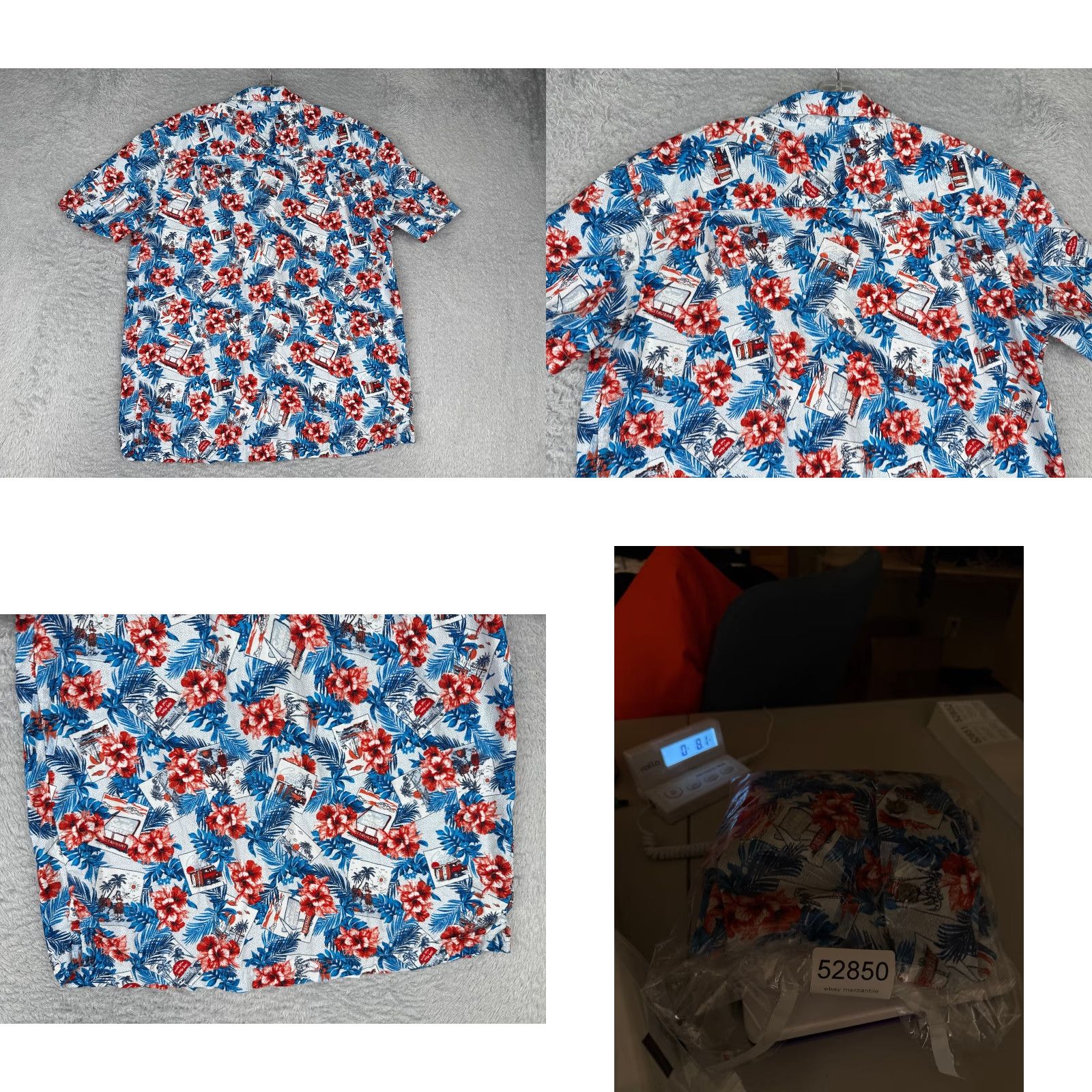 George George Button-Up Shirt Adult Medium White Floral Hawaiian Rayon Casual Mens Size US M / EU 48-50 / 2 - 9 Thumbnail