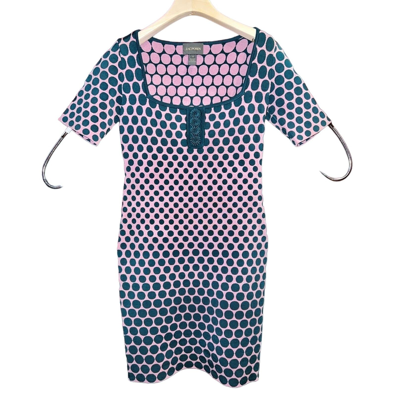 Zac Posen Zac Posen Polka Dot Knit Dress Size Medium Pink Green Size M / US 6-8 / IT 42-44 - 2 Thumbnail