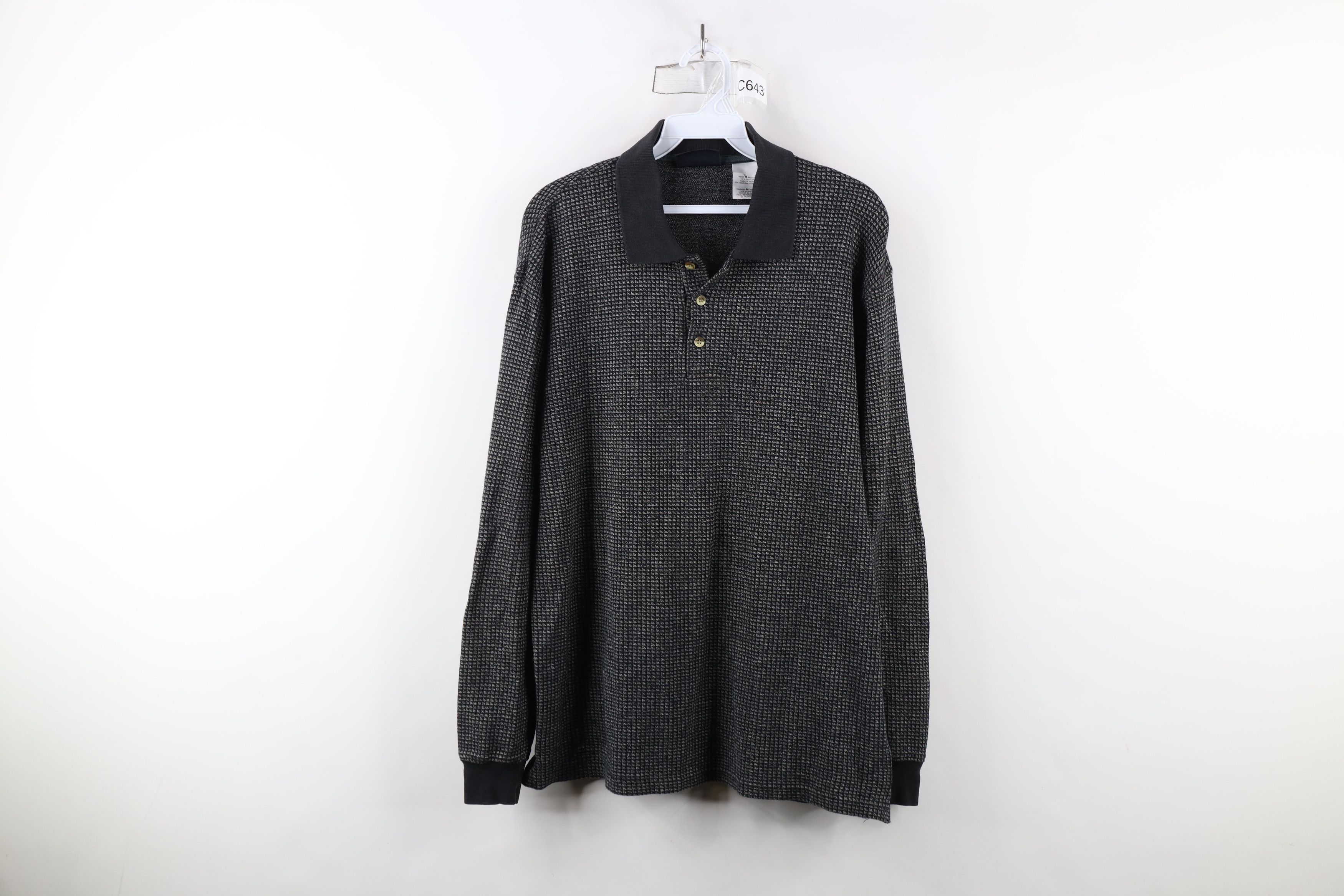 Vintage Vintage 90s Streetwear Geometric Long Sleeve Polo Shirt Size US M / EU 48-50 / 2 - 1 Thumbnail