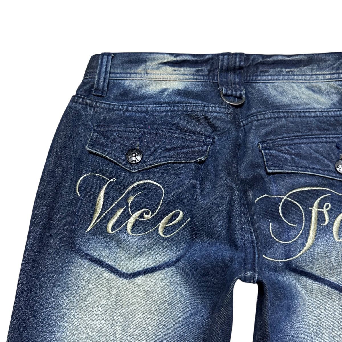 Le Grande Bleu (L.G.B.) Vice Fairy Whisker Distressed Denim Flare Jeans Size US 30 / EU 46 - 11 Thumbnail