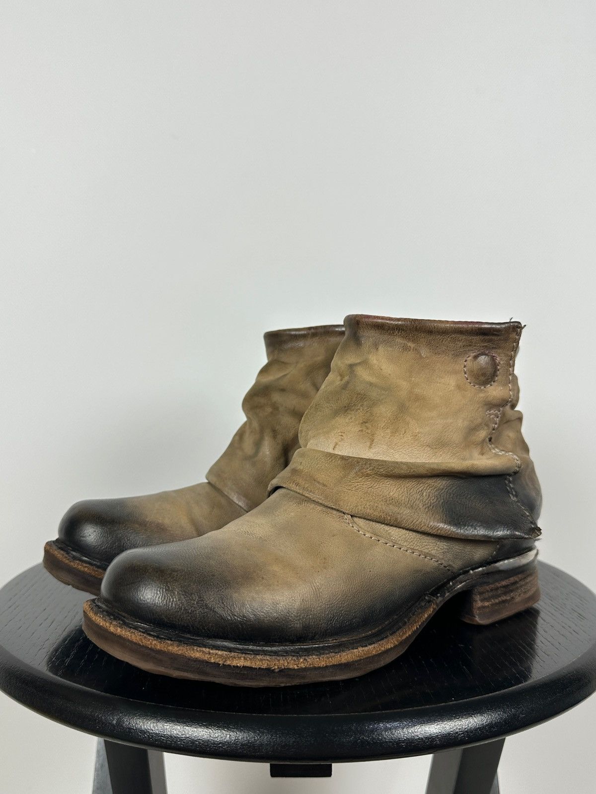 A.S.98 A.S.98. Airstep Distressed Leather Biker Ankle Boots Size US 6 / IT 36 - 12 Thumbnail