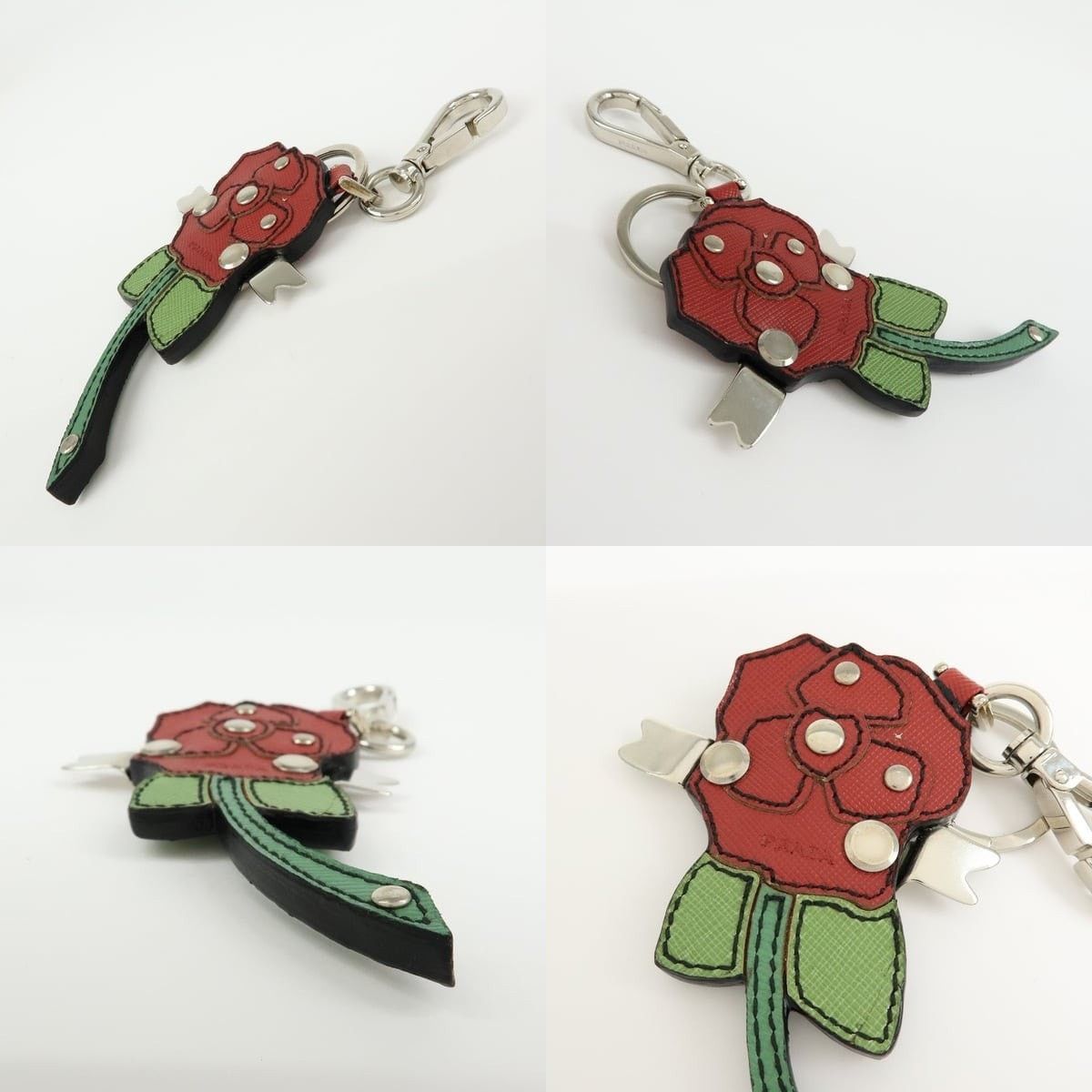Prada Prada Saffiano Rose Motif Bag Charm Red Size ONE SIZE - 3 Thumbnail