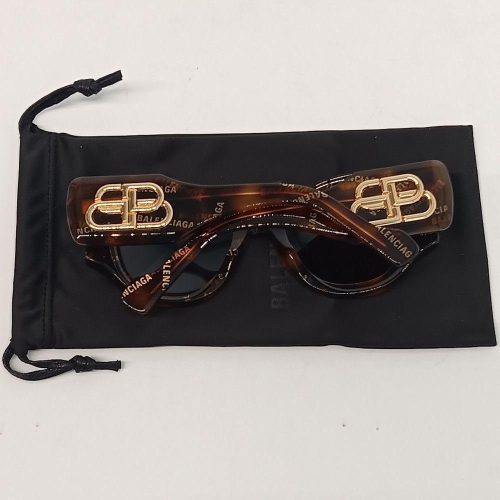 Balenciaga Balenciaga Tortoise Brown BB0070S Logo Cat Eye Sunglasses Size ONE SIZE - 10 Thumbnail