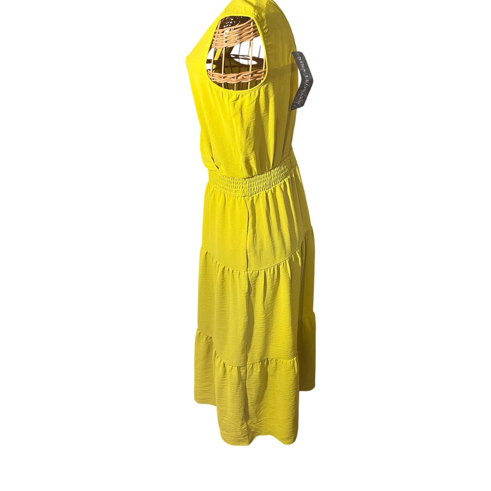 Other Nina Leonard Size Small Chartreuse Multi-Tier Dress NWT Size S / US 4 / IT 40 - 3 Thumbnail