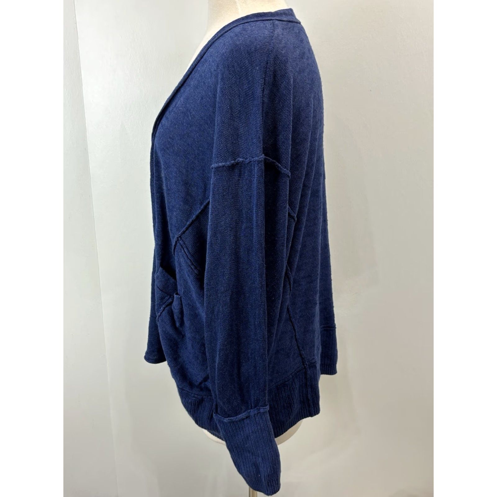 Free People Free People Cardigan Sweater M Womens Long Sleeve V-Neck Linen Blend Grunge Slouchy Size M / US 6-8 / IT 42-44 - 2 Thumbnail