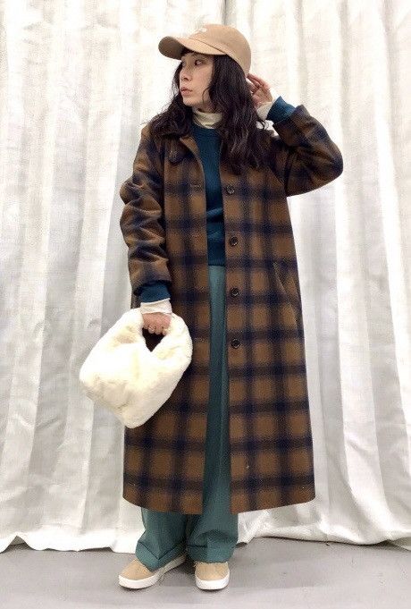 GU Japanese Brand GU Check Bal Collar Coat Winter Jacket Size US XL / EU 56 / 4 - 4 Thumbnail