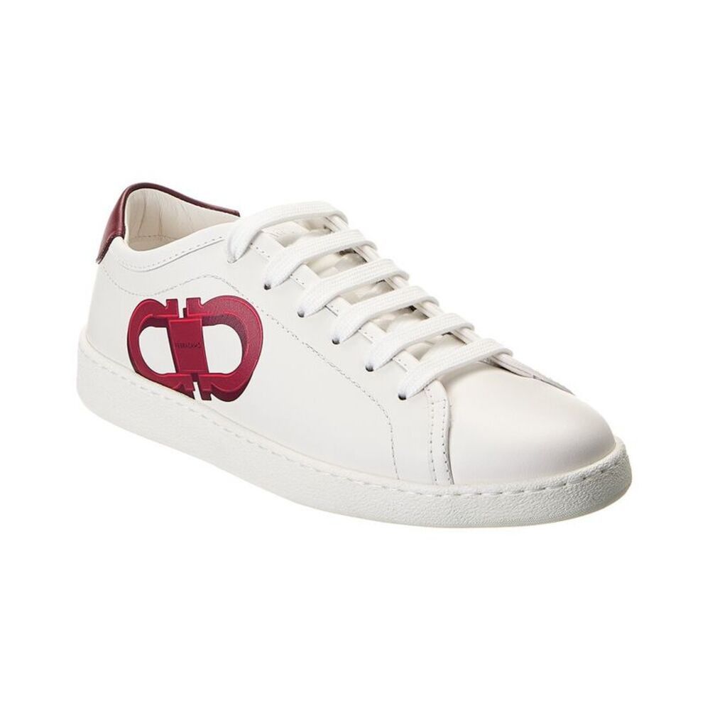 Salvatore Ferragamo o1s1rm0526 Double Gancini Low-Top Sneakers in White Size US 6 / IT 36 - 1 Thumbnail