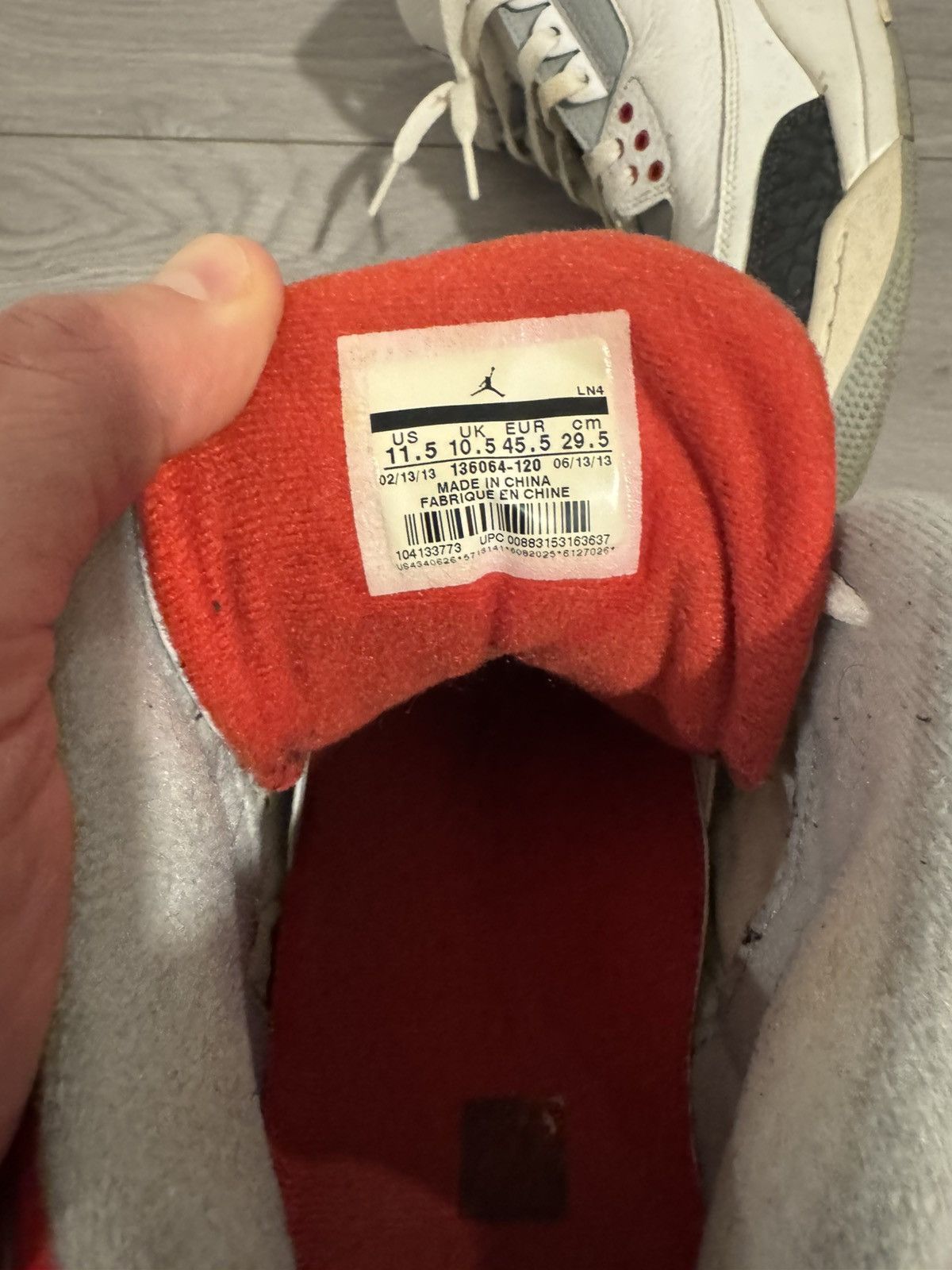 Jordan Brand Jordan Fire Red 3 2013 Size US 11.5 / EU 44-45 - 7 Thumbnail