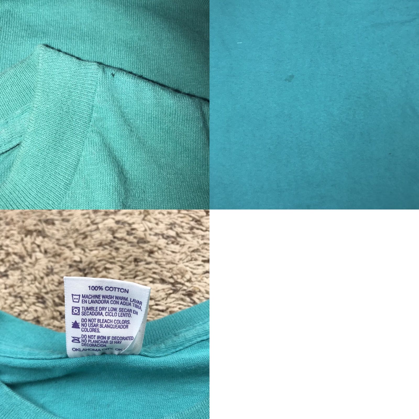 Vintage VINTAGE Teal Green Single Stitch T-Shirt Adult 2XL 100% Cotton Made In USA Crew Neck Short Sleeve Nike? Size US XXL / EU 58 / 5 - 8 Thumbnail