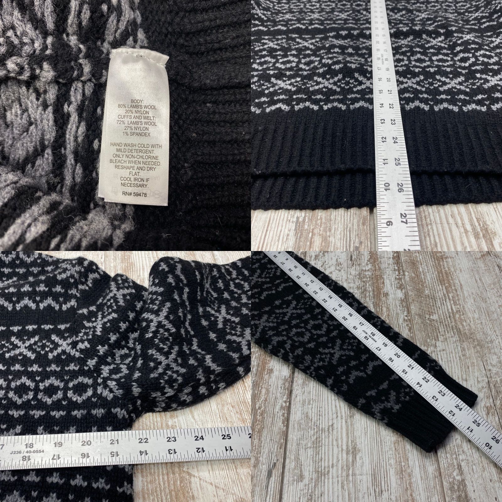 Vintage VINTAGE Refectory Sweater Mens Large Black Lambs Wool Fair Isle Nordic Icelandic 7573 Size US L / EU 52-54 / 3 - 8 Thumbnail