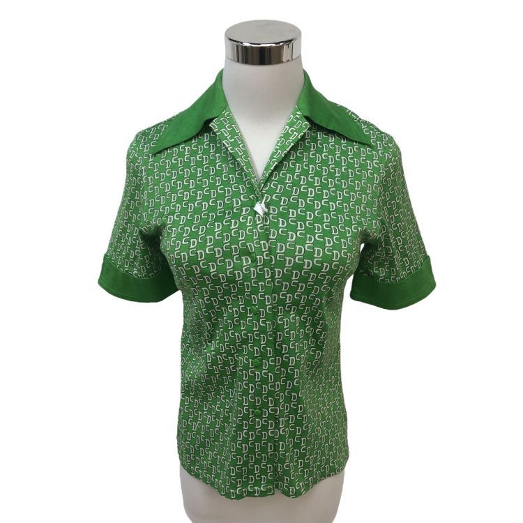 Dior Christian Dior Green CD Monogram Button Up Shirt Size S / US 4 / IT 40 - 1 Thumbnail
