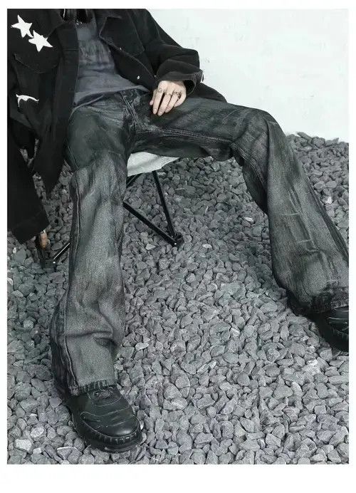 Designer × Japanese Brand × Vintage grunge wax paint flared jeans Size US 30 / EU 46 - 2 Thumbnail
