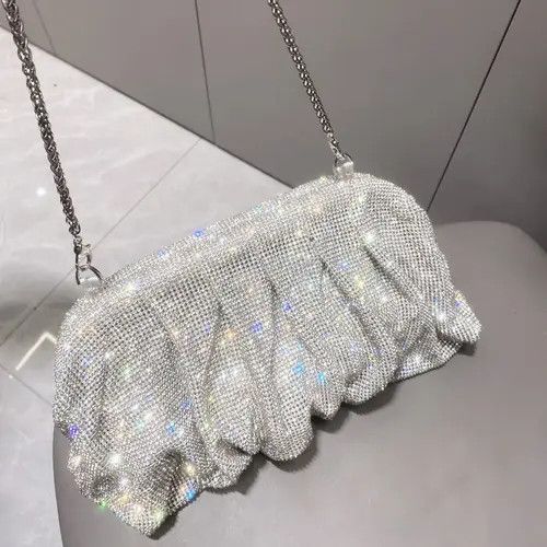 Designer × Vintage Shiny handle Rhinestones Handmade Evening Clutch Bags Size ONE SIZE - 4 Thumbnail
