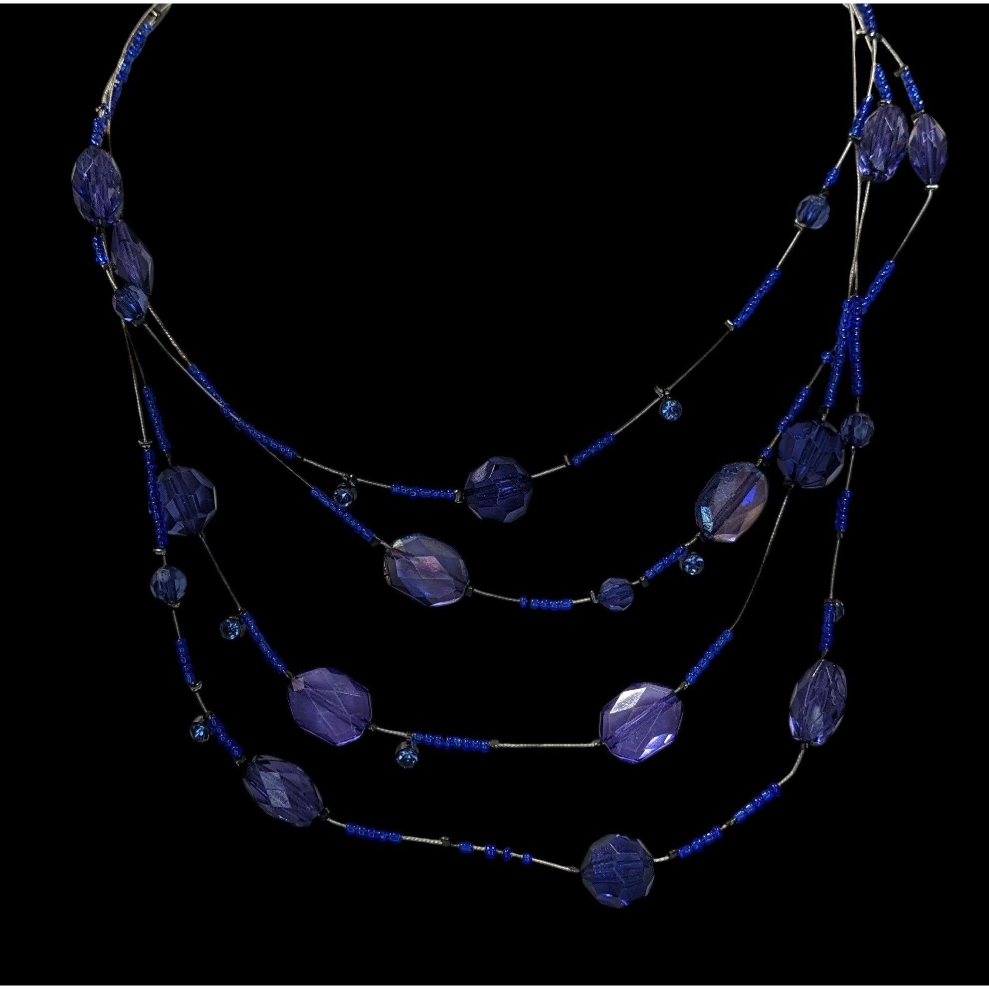 Other Blue Multi-Strand Beaded Necklace With Faceted Glass Beads Size ONE SIZE - 3 Thumbnail