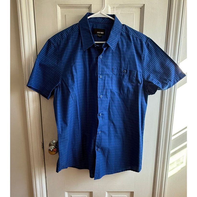 Amplified Amplify Men's Blue Striped Short Sleeve Shirt Lg Size US L / EU 52-54 / 3 - 1 Thumbnail