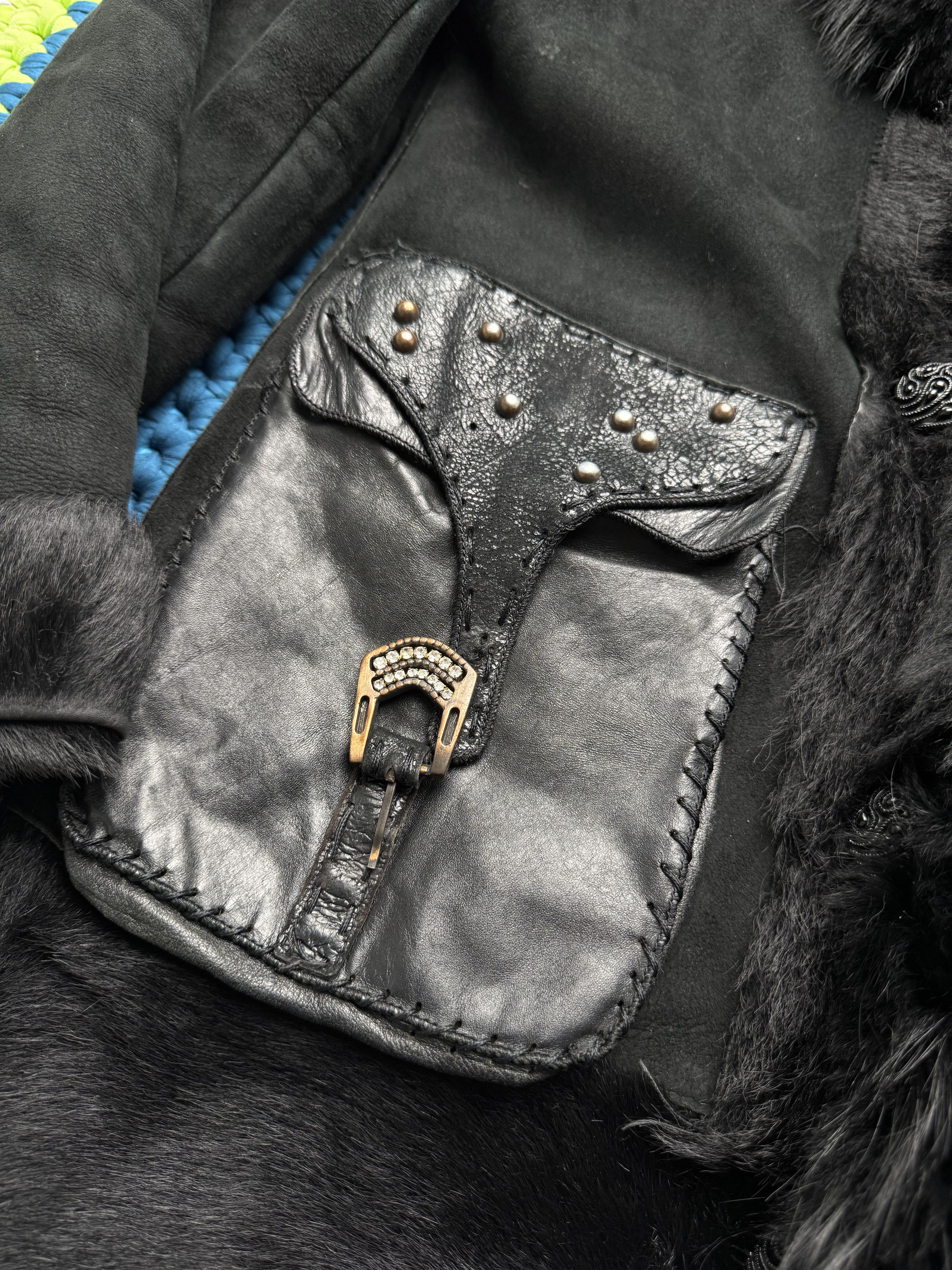 Vintage Vintage Shearling Leather Long Winter Coat Y2K Gothic Size M / US 6-8 / IT 42-44 - 13 Thumbnail