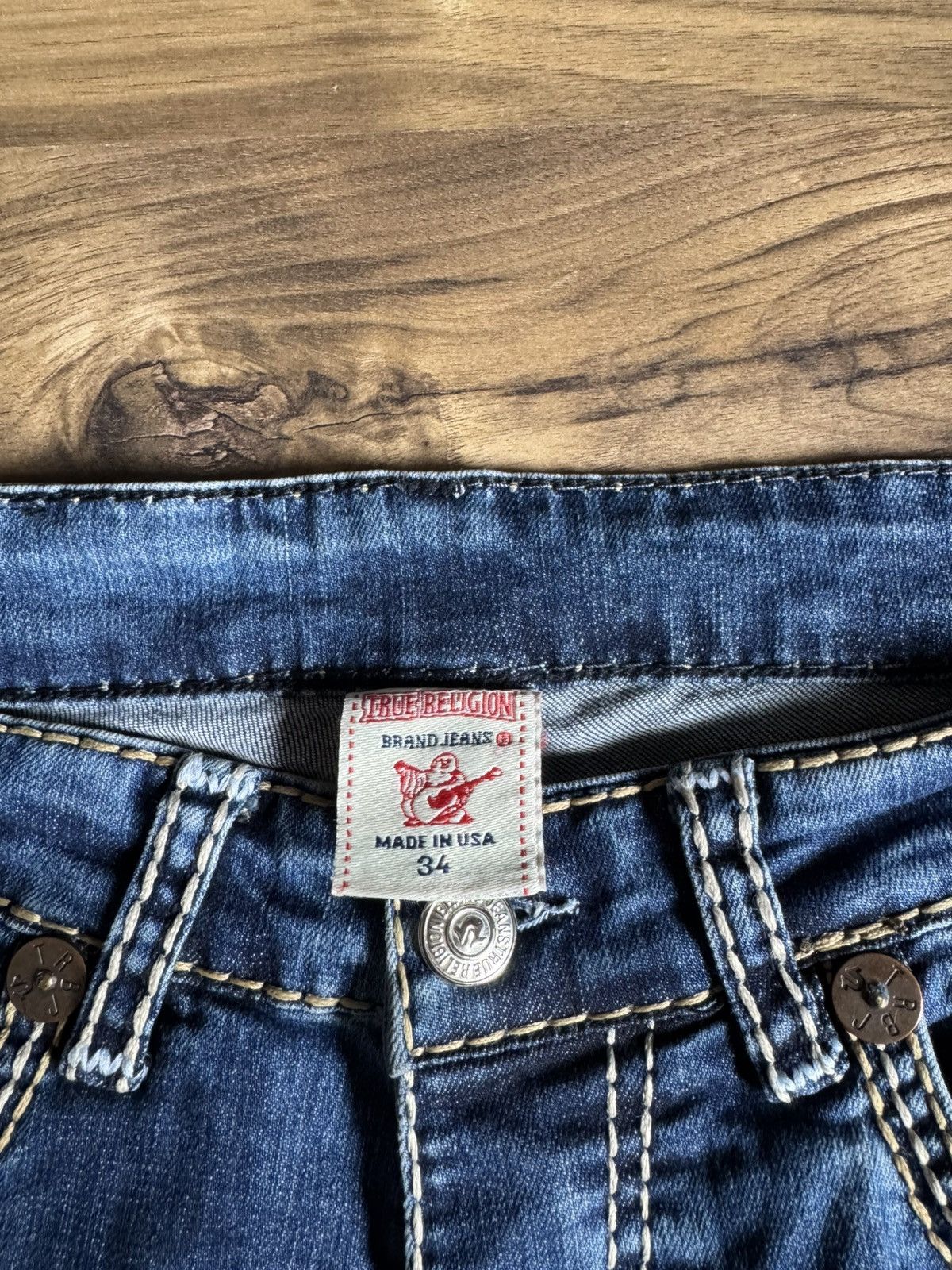 True Religion Vintage True Religion Yellow White Stitch Jeans Size US 34 / EU 50 - 7 Thumbnail