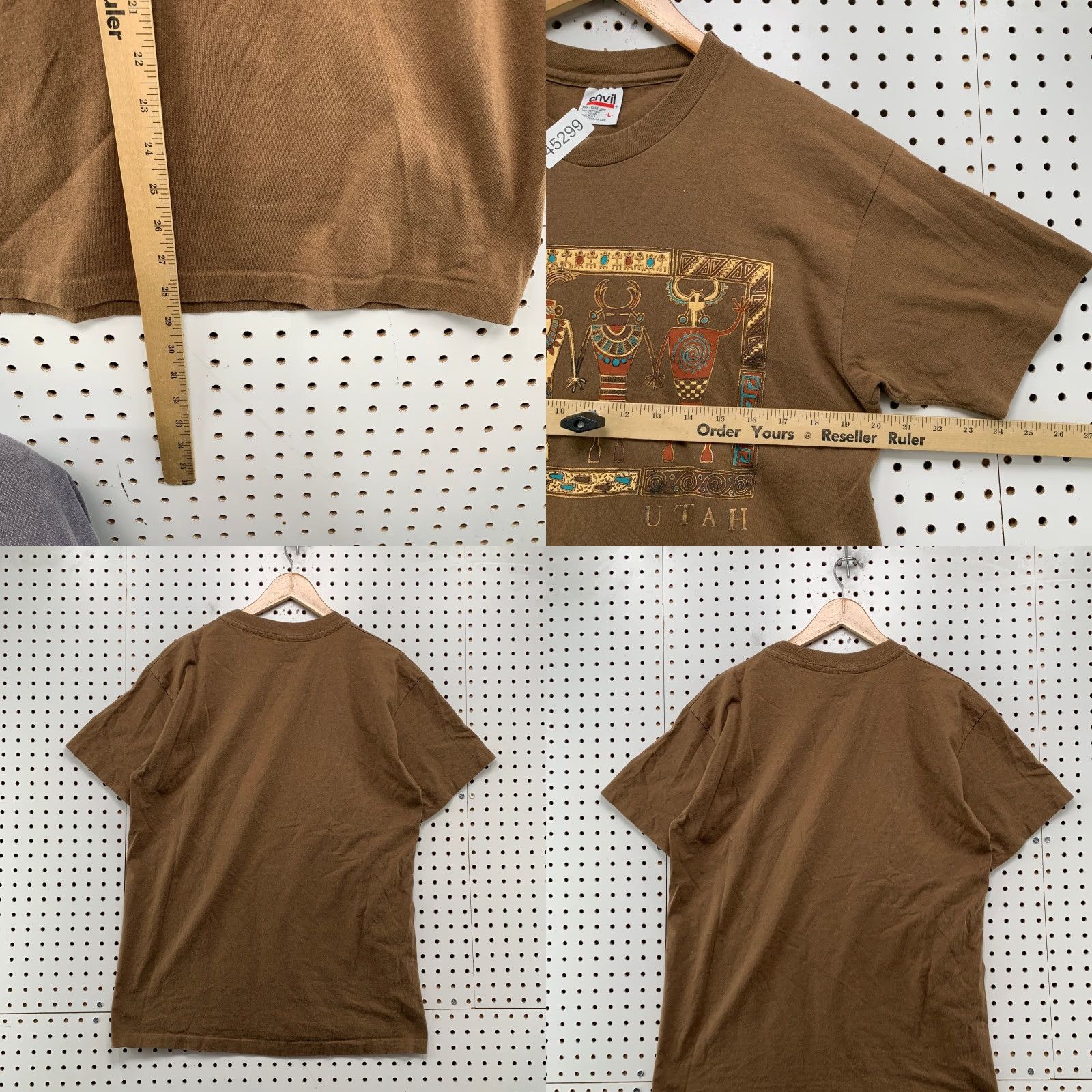 Anvil VINTAGE Anvil Shirt Mens L Brown 90s Tribal Utah Graphic Print T-Shirt Size US L / EU 52-54 / 3 - 8 Thumbnail