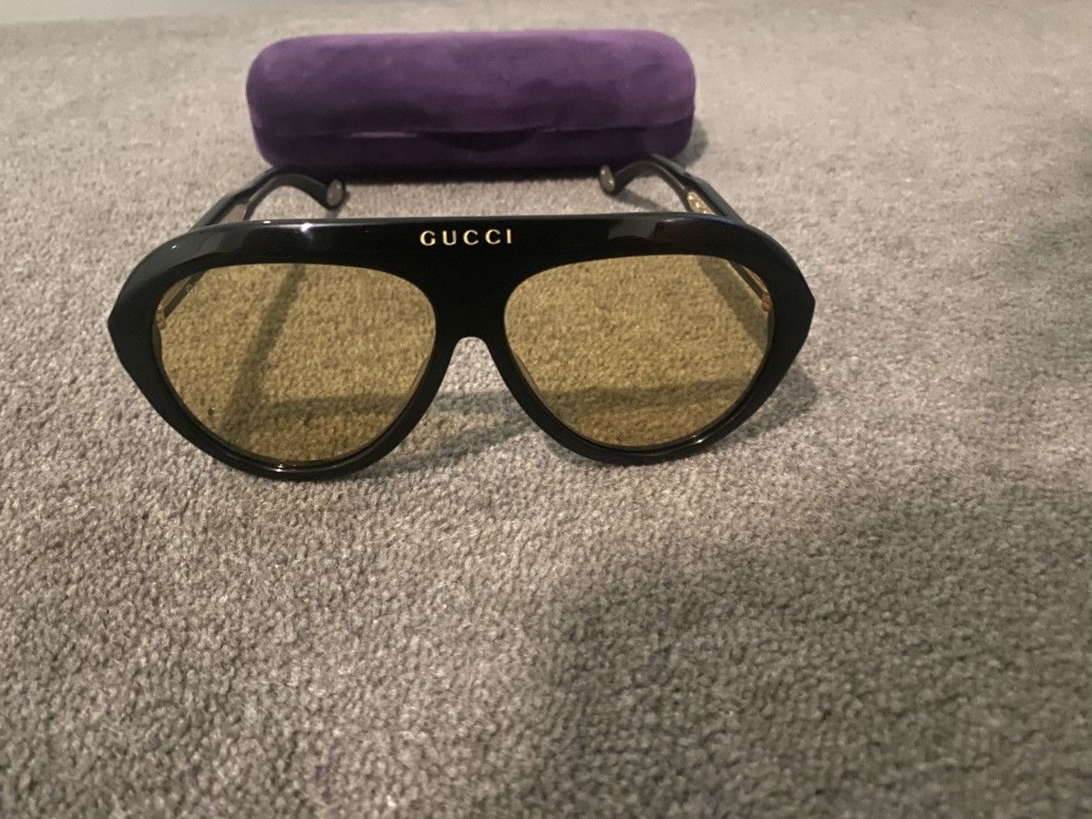 Gucci Oversize yellow tint sunglasses Size ONE SIZE - 3 Thumbnail