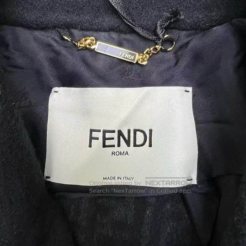 Fendi Fendi Black inner all-over print fringed wool coat Size 4XL / US 24-26 - 3 Thumbnail
