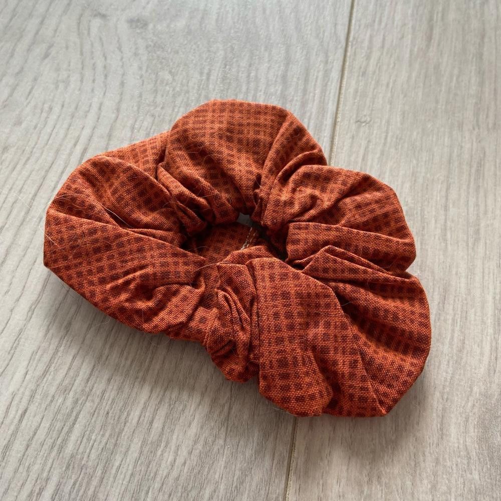 Designer Orange Square Pattern Dog Bandana with Matching Scrunchie Size ONE SIZE - 5 Thumbnail