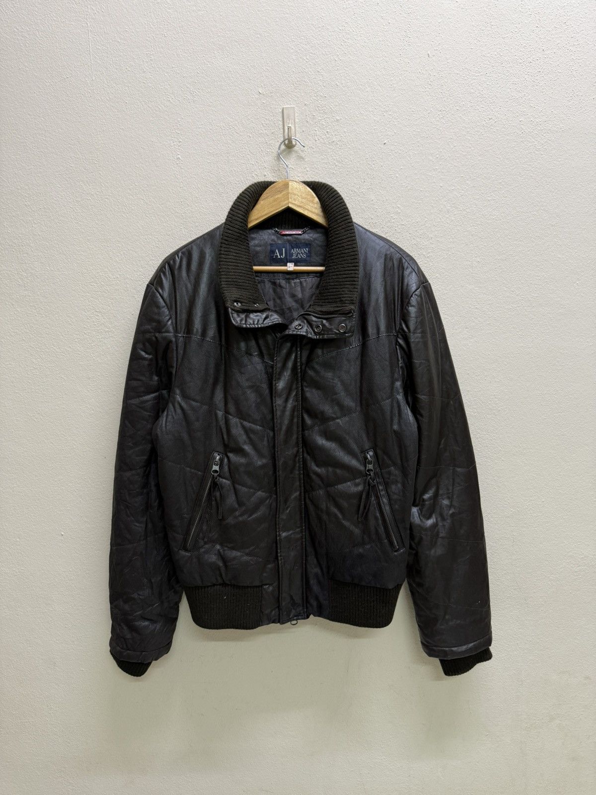 Armani Armani Jeans Men’s Polyurethane Knit Colar Wax Bomber Jacket Size US M / EU 48-50 / 2 - 23 Thumbnail