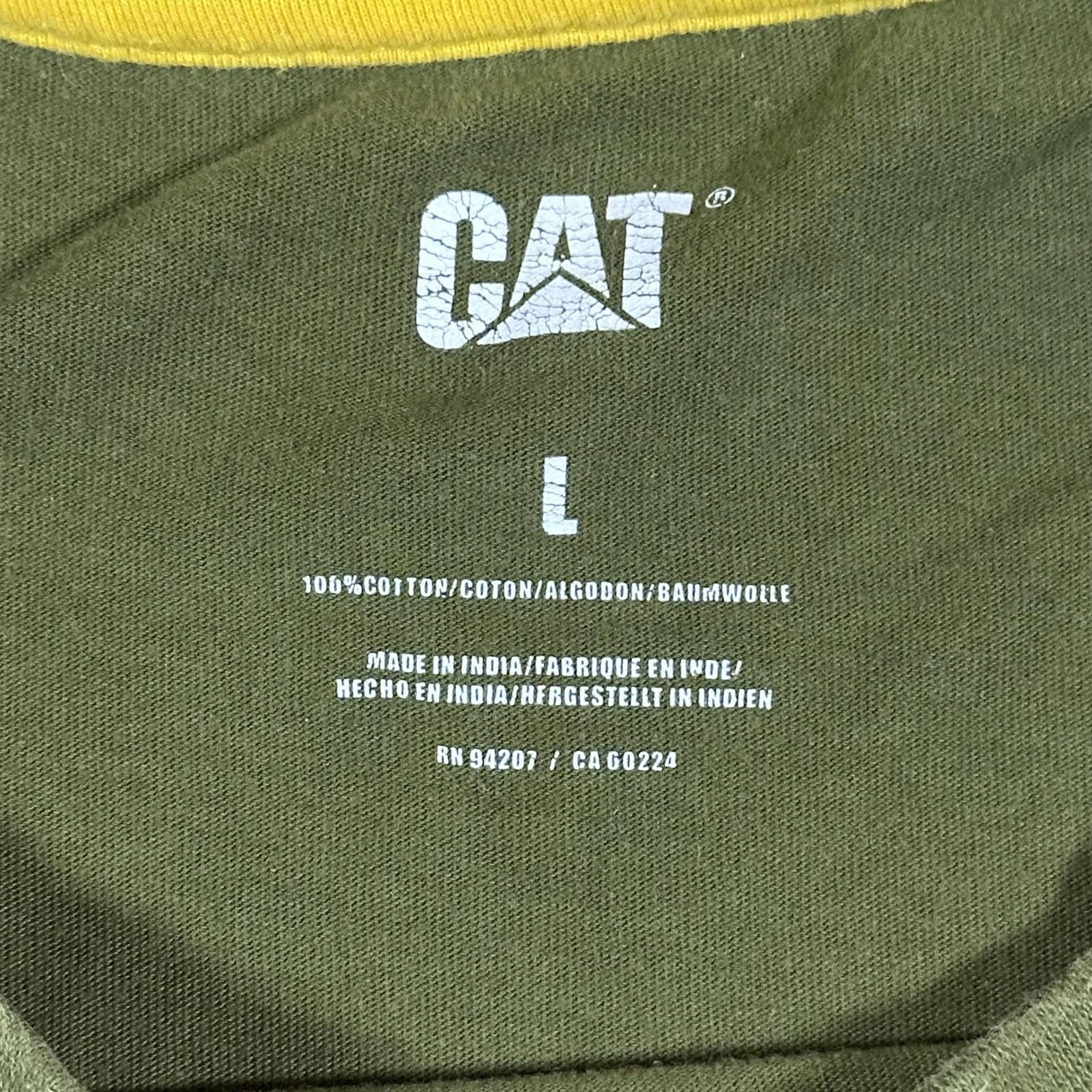 Caterpillar CAT Mens T-shirt Large Green workwear graphic Size US L / EU 52-54 / 3 - 5 Thumbnail