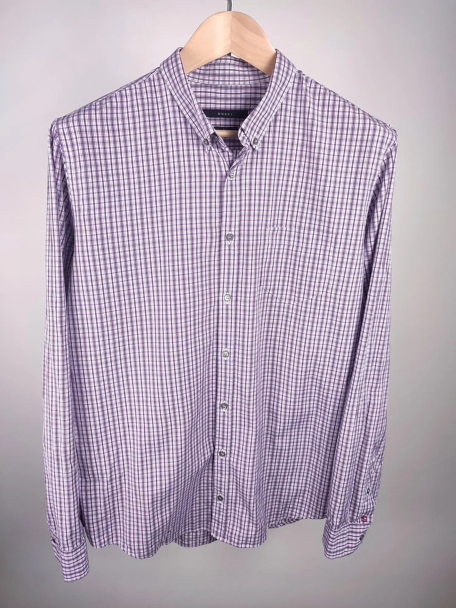 Gucci Gucci Tom Ford GG Logo Checkered Shirt Size US L / EU 52-54 / 3 - 3 Thumbnail