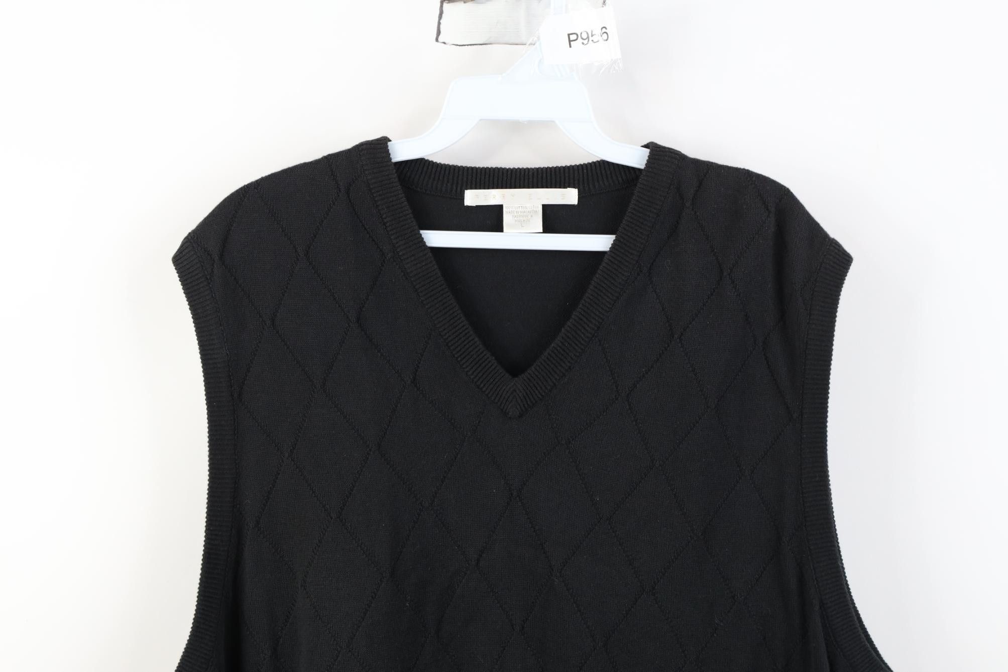 Vintage Vintage 90s Streetwear Diamond Knit Sweater Vest Black Size US L / EU 52-54 / 3 - 2 Thumbnail