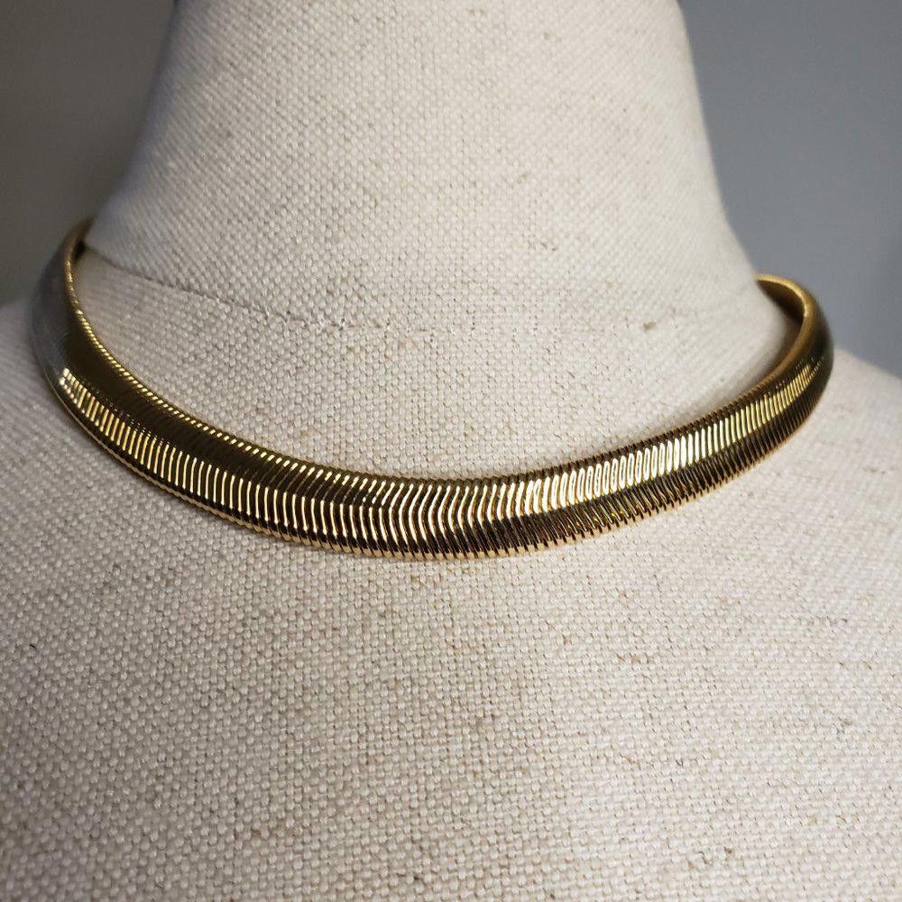 Designer Vintage Gold Plated Thick Weighted Snake Collar Size ONE SIZE - 3 Thumbnail