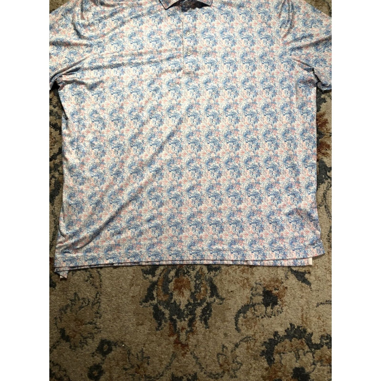 johnnie-O Johnnie-O Featherweight Golf Polo Shirt Mens Size 2XL Blue Floral Size US XXL / EU 58 / 5 - 5 Thumbnail
