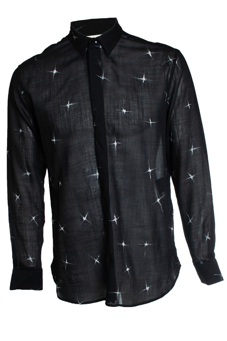 Saint Laurent Black star printed sheer shirt 2018