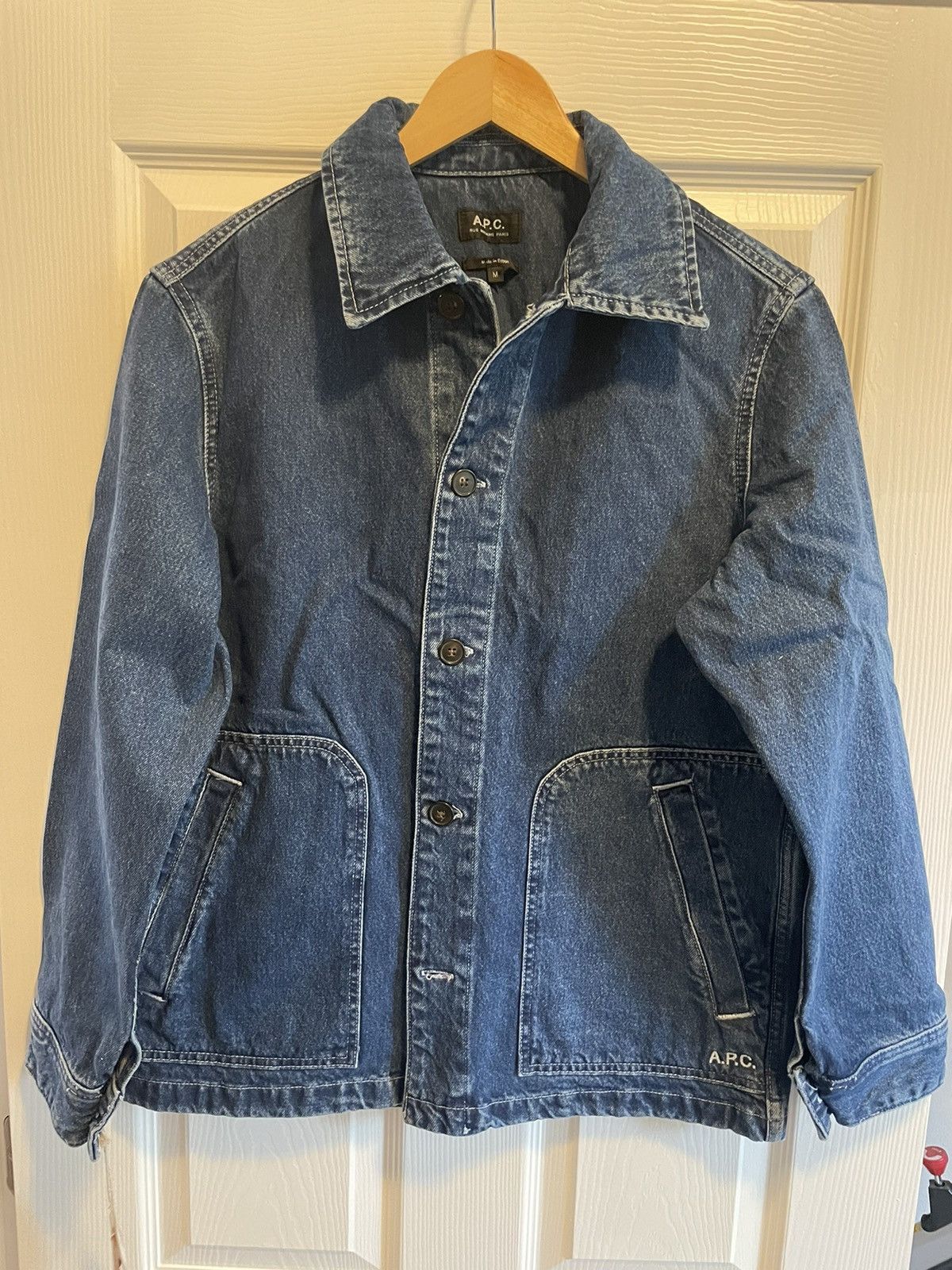 A.P.C. BNWT Men’s A.P.C. Blouson Antonio Logo Washed Indigo Size M Size US M / EU 48-50 / 2 - 1 Thumbnail