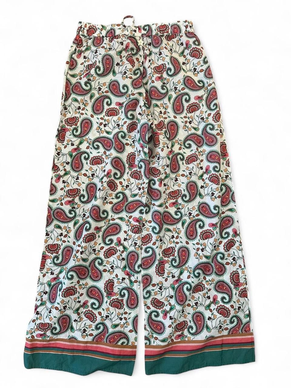 Liu Jo Liu Jo Milano Drawstring Paisley Wide-Leg Pants – Size Small Size 27" / US 4 / IT 40 - 3 Thumbnail