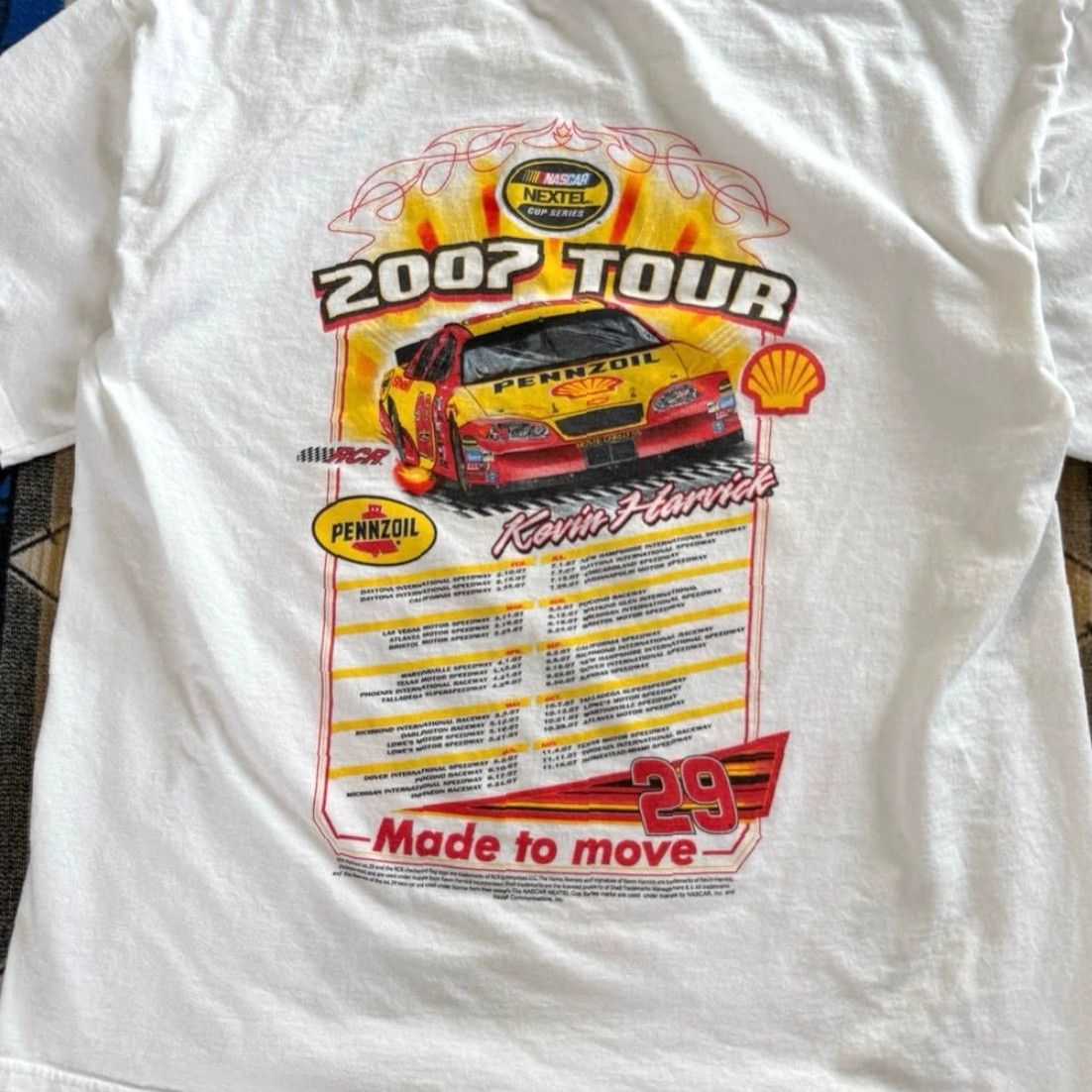 Gildan VINTAGE Kevin Harvick NASCAR T-Shirt XL White Men Short Sleeve Racing Cars Y2k 2000s Double Sided Size US XL / EU 56 / 4 - 5 Thumbnail