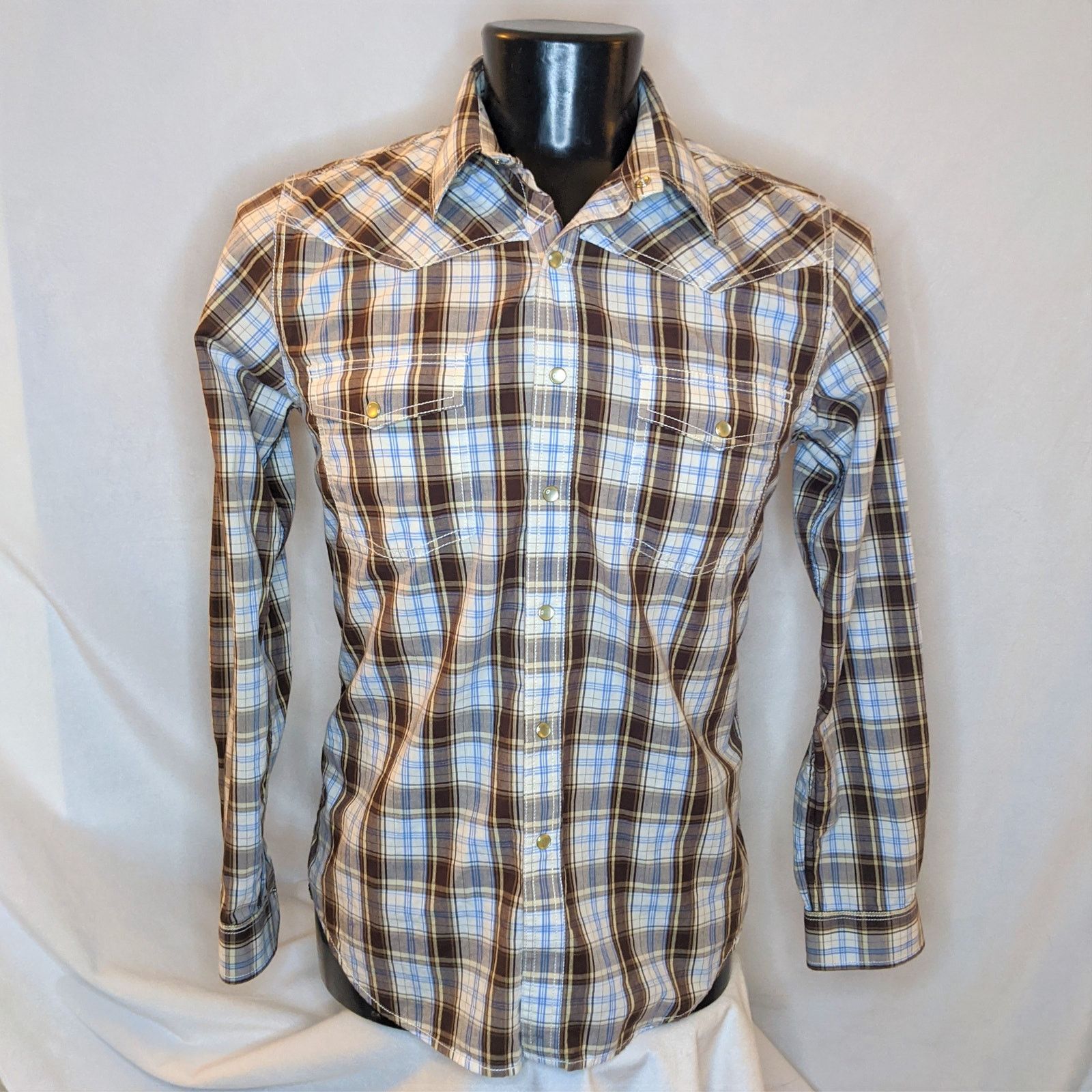 Club Room Club Room Men's Long Sleeve Button Shirt Brown Plaid Medium Size US M / EU 48-50 / 2 - 1 Thumbnail