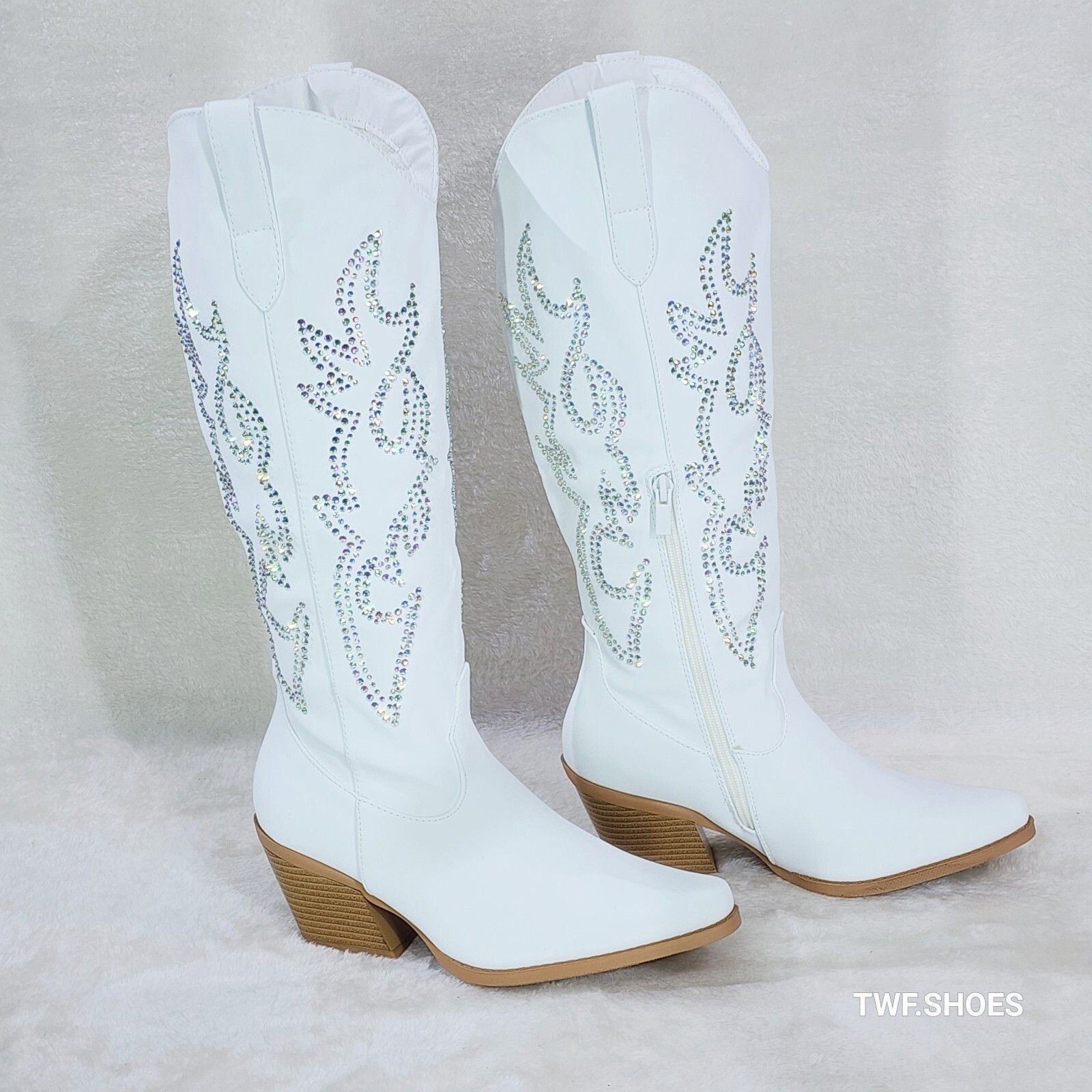 Other Ann White Leatherette With Rhinestones Country Glam Western Size US 8 / IT 38 - 5 Thumbnail