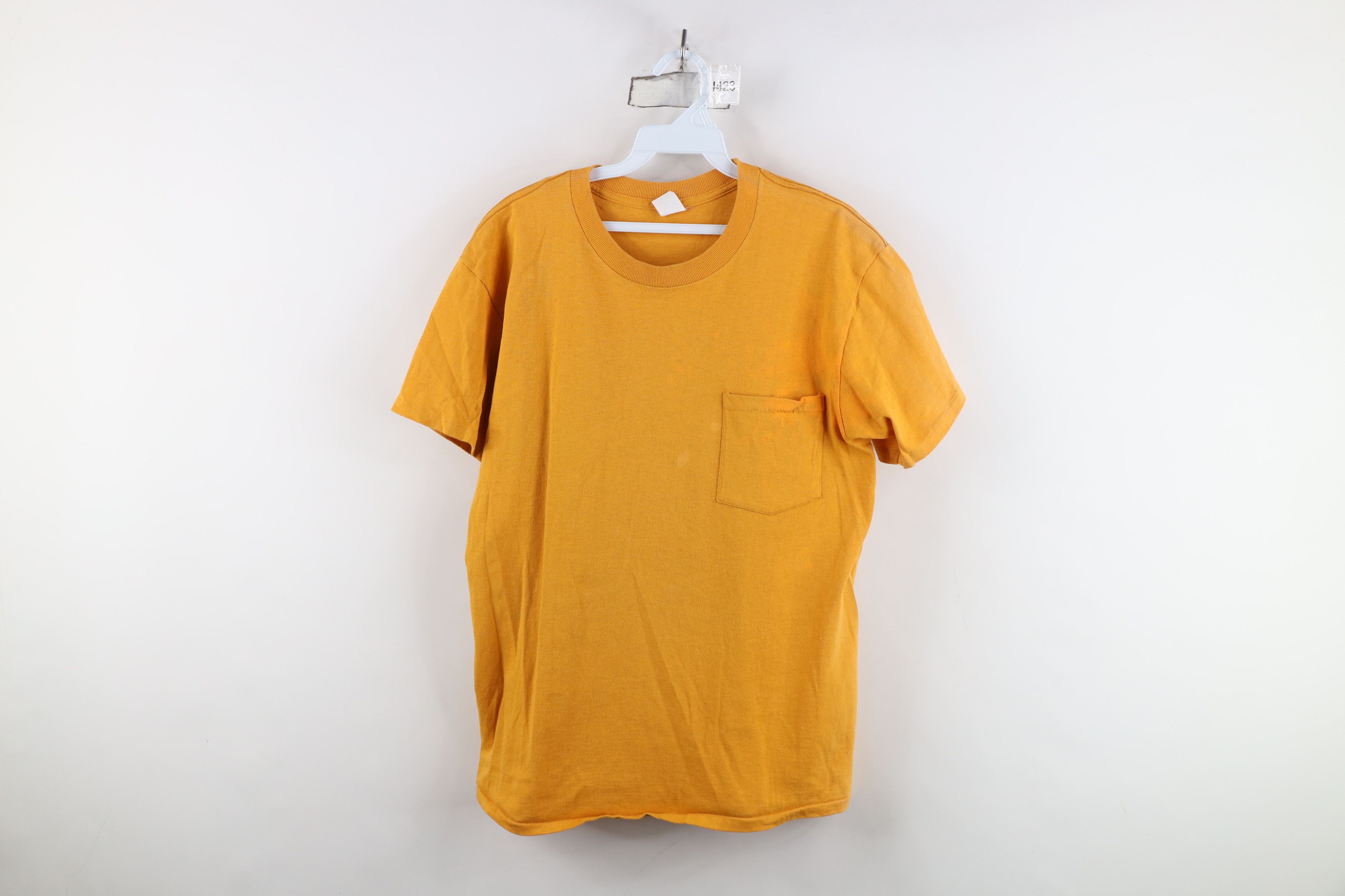 Vintage Vintage 70s Streetwear Blank Pocket T-Shirt Orange USA Size US M / EU 48-50 / 2 - 1 Thumbnail