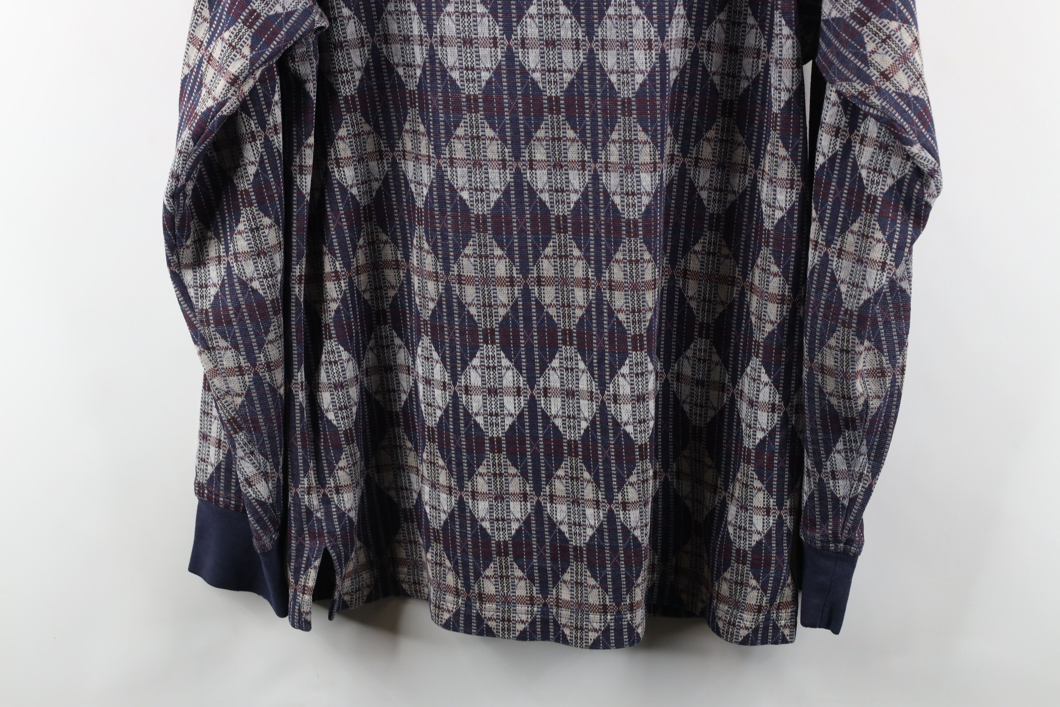 Vintage Vintage 90s Streetwear Diamond Knit Long Sleeve Polo Shirt Size US M / EU 48-50 / 2 - 11 Thumbnail