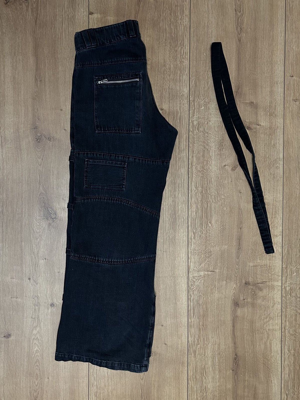 Designer Desolation Combat “MEGA-XEN” Flared Black Denim Pants Size US 34 / EU 50 - 4 Thumbnail