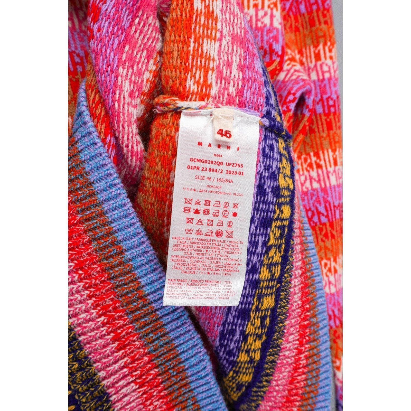 Marni Marni monogram logo pink multicolor wool crewneck sweater Size US S / EU 44-46 / 1 - 8 Thumbnail
