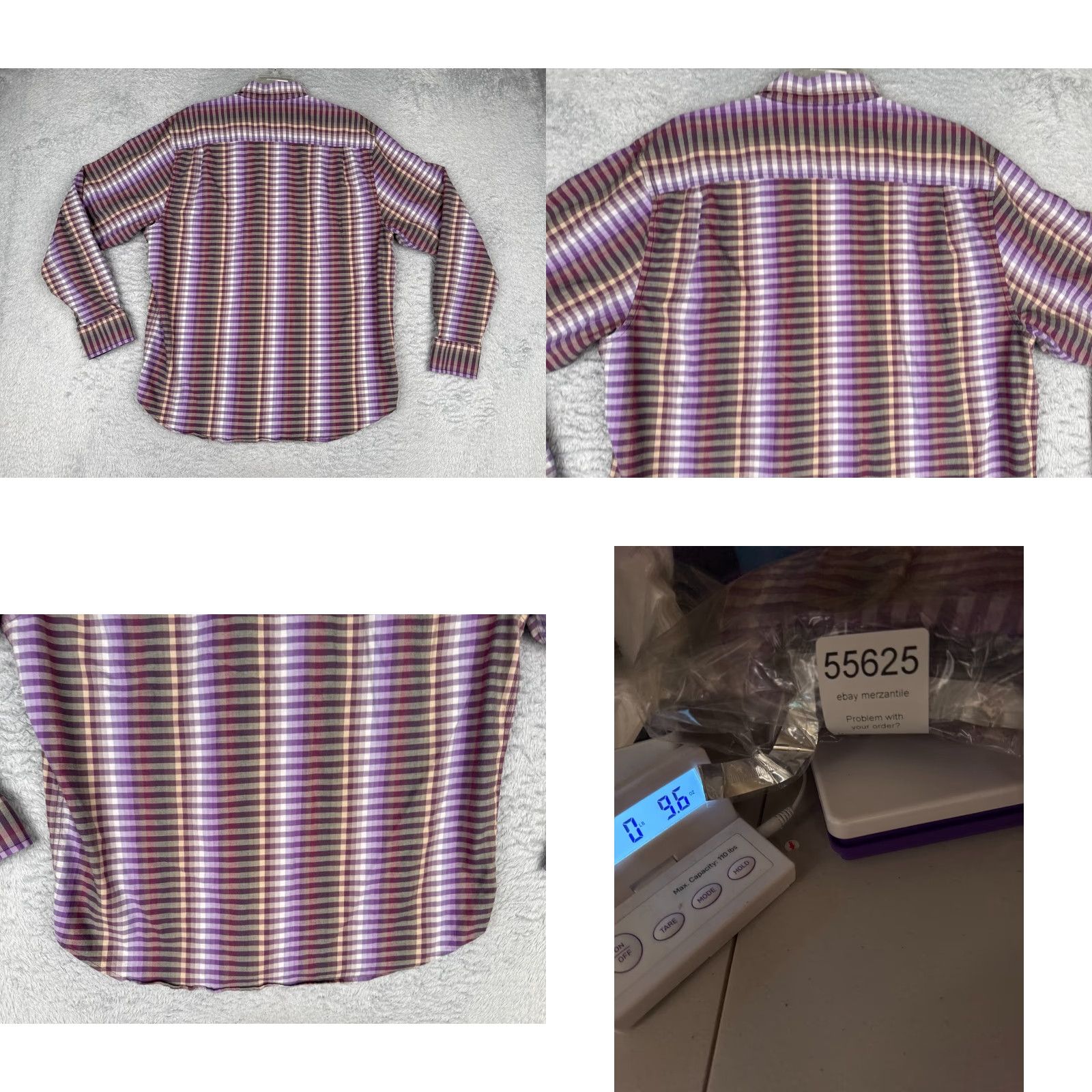 Tommy Bahama Tommy Bahama Shirt Men Large Purple Stripe Long Sleeve Cotton Blend Button Up Size US L / EU 52-54 / 3 - 9 Thumbnail