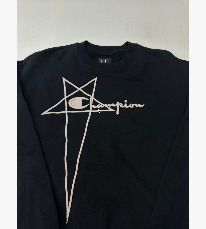 Champion × Rick Owens Rick Owens x Champion Black Logo Sweatshirt Men's M Size US M / EU 48-50 / 2 - 4 Thumbnail