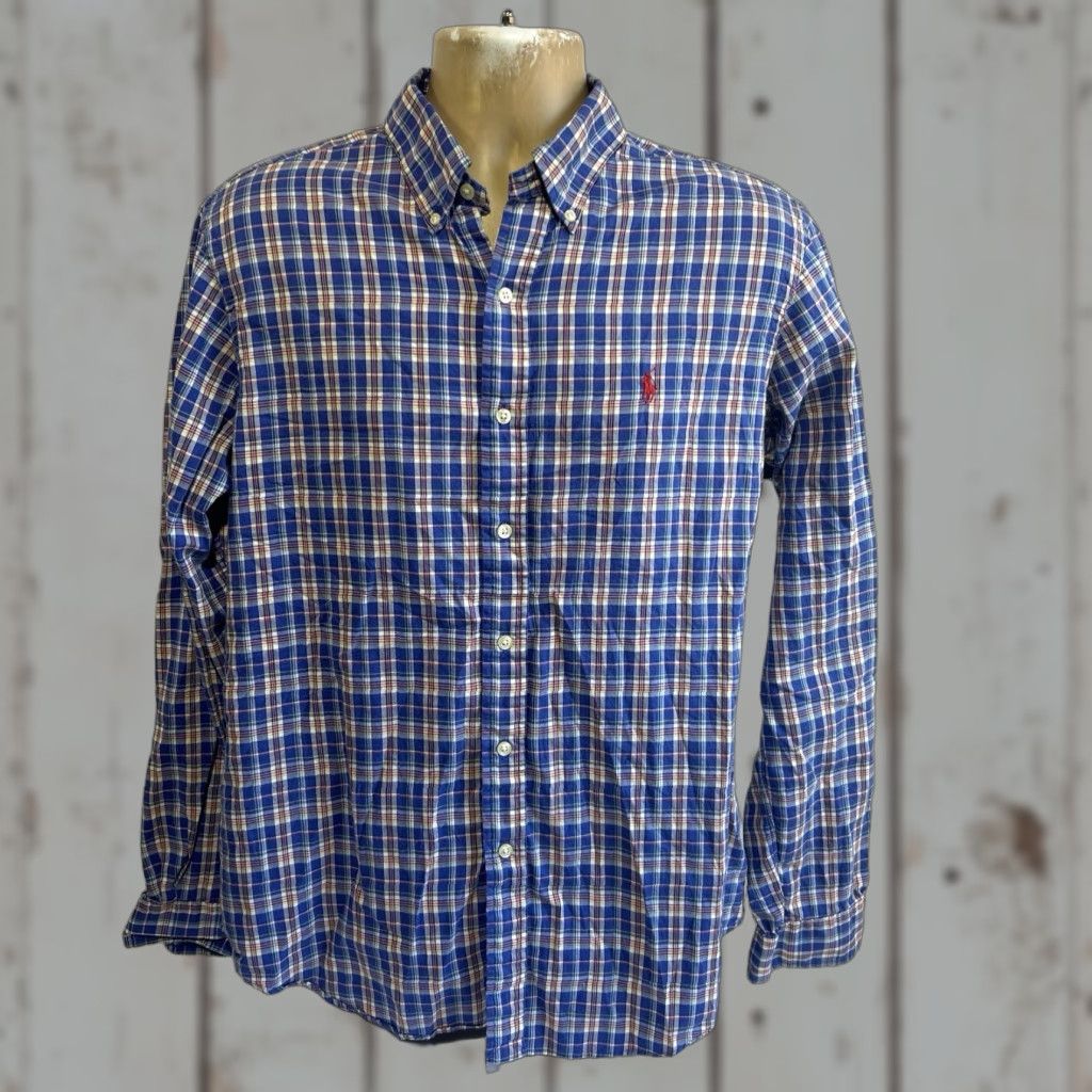 Polo Ralph Lauren Polo Ralph Lauren Shirt Mens L Blue Plaid Oxford Button-Down Button-Up Casual Business Size US L / EU 52-54 / 3 - 1 Thumbnail